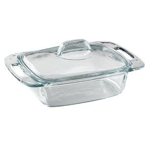 Easy Grab 2-Qt Glass Casserole Dish with Lid Tempered Glass Baking Dish